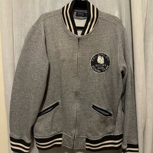 Ralph Lauren Gray Bomber Jacket with Black Accents